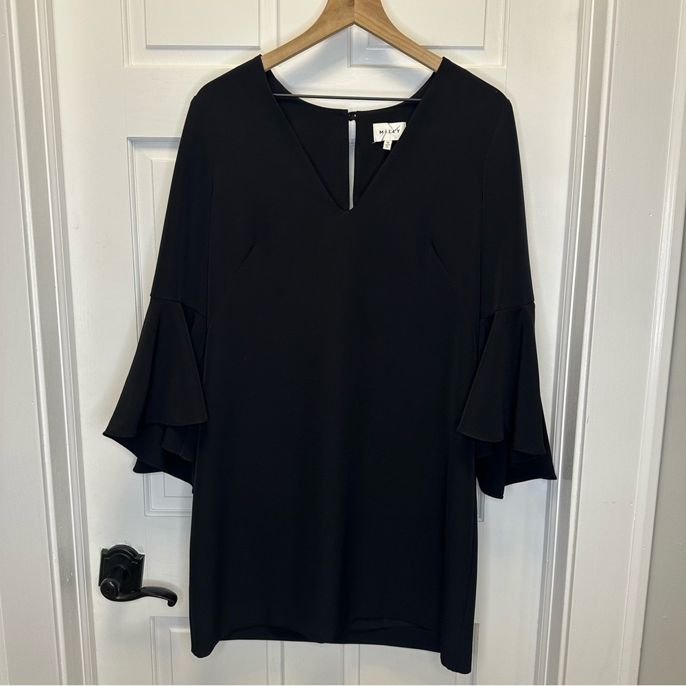 Milly Black Mini Dress with Flared‎ Sleeves
